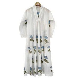 Cotton Hand Block Print Floral Maxi Dress